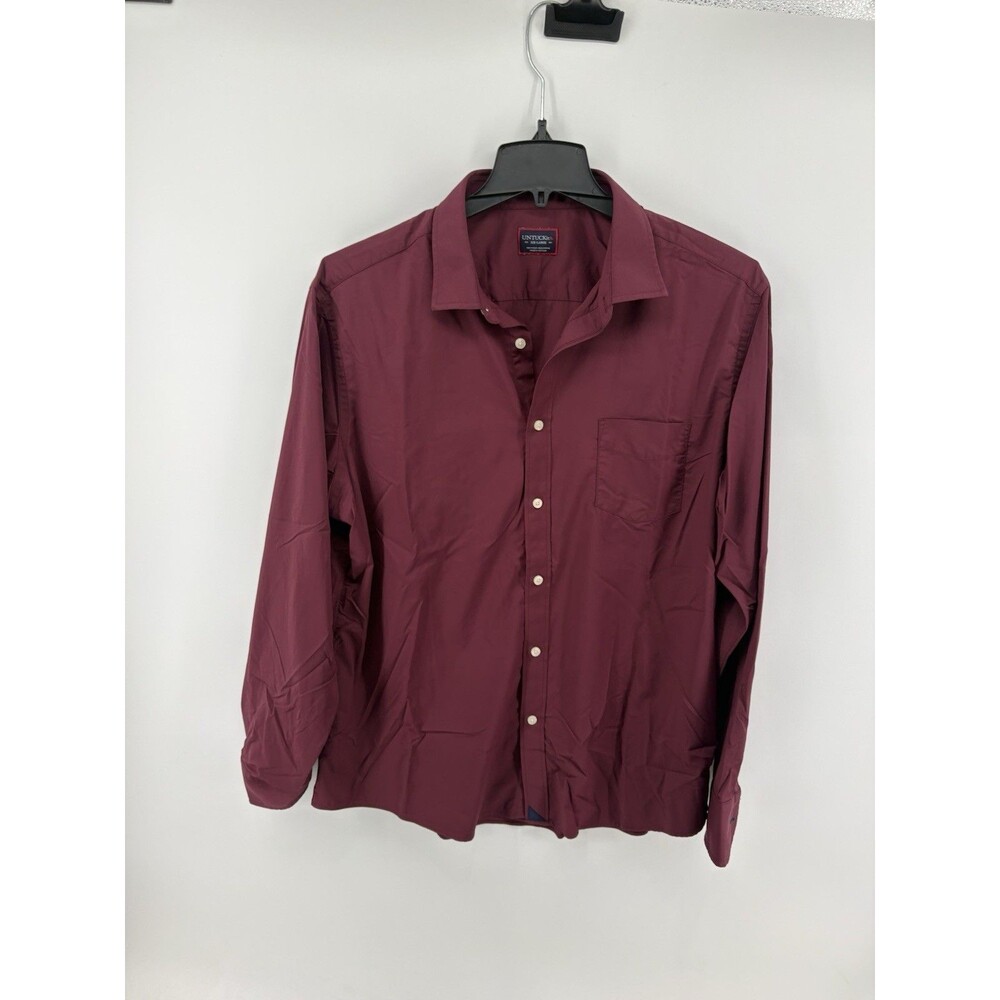 Untuckit Gironde Shirt Button Down Collared Burgundy Pocket Men’s XX Large